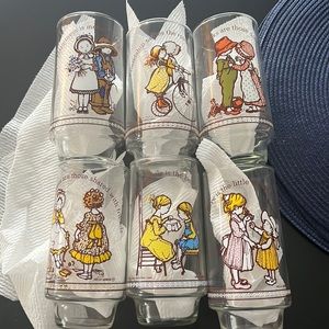 Coca-Cola Holly Hobbie Happy Talk Vintage Glasses.  Set 6